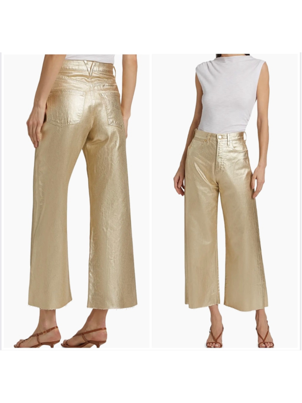 Women's Veronica Beard Taylor Wide Leg Crop Jeans Gold Size 30